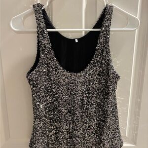 Black and Silver Sequin Women's Top